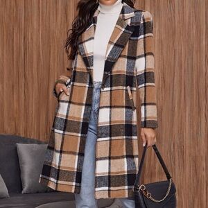 Plaid trench coat